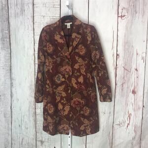Cabi Guinevere floral tapestry jacquard boho midi coat jacket